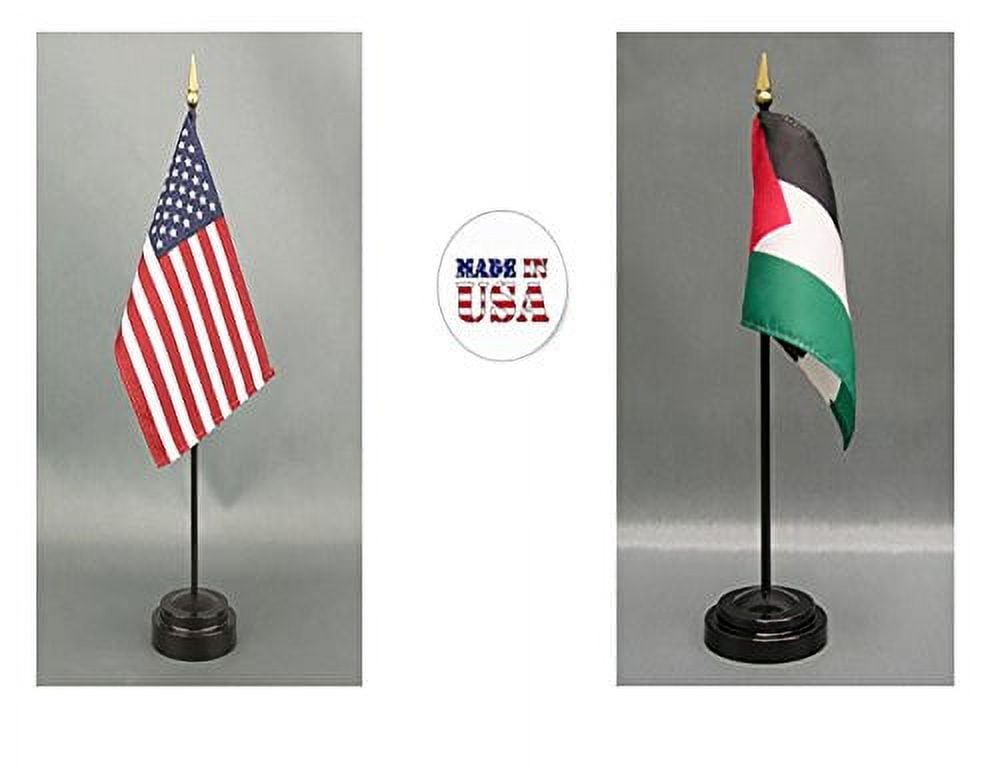 USA & Ukraine 4x6 Inch Flag Desk Set – Double-Sided Stick Flags On Black Base