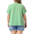 thumbnail image 3 of Agnes Orinda Women's Plus Size Blouses Floral Button Down Shirts V Neck Tops Ruffle Sleeve Casual Top 1X Green, 3 of 6
