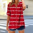 thumbnail image 5 of Cmfcve Women's Summer T-Shirt Striped Button Gauze Shirts Short Sleeve V-Neck Tee Tops, 5 of 5