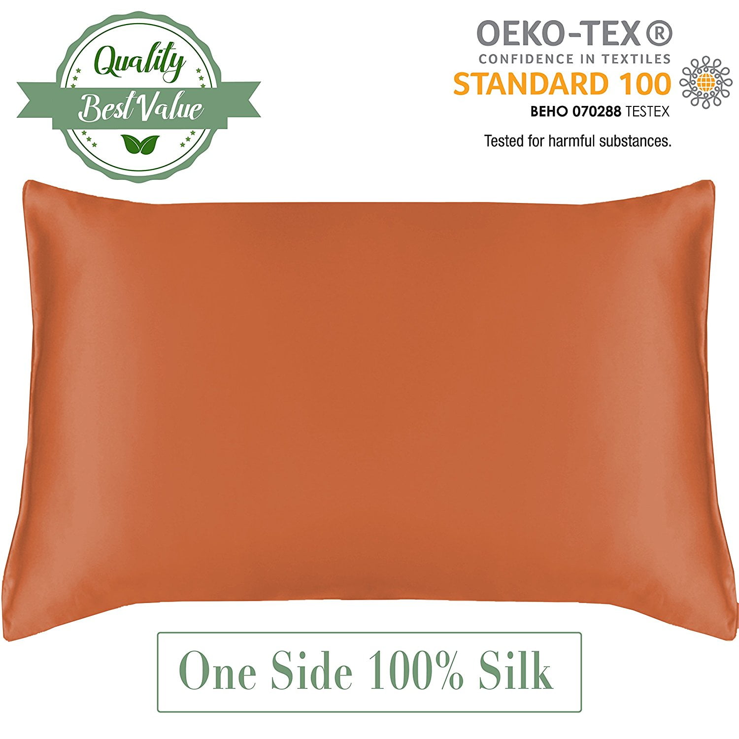MYK 100 Pure Natural Mulberry Silk Pillowcase, 19 Momme with Cotton
