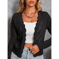 thumbnail image 5 of Women'S Long Sleeve V-Neck Knitted Cardigan Jacket Buttonless Knitted Shawl Sweater Black XXL, 5 of 8