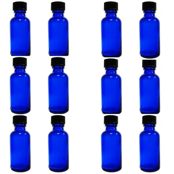 Bottle, Flint Glass Cobalt Blue Color, 2 ounce, with cap.  Pack 12.
