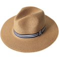thumbnail image 1 of Unisex Straw Fedora Hat, Sun Hat, Beach Hat for Summer, 1 of 8