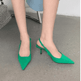 thumbnail image 1 of Spring New Style Pointed Toe Thin Heel Middle Heel Single Shoe Back Open Mesh Sandals High Green Women‘s Shoes, 1 of 6