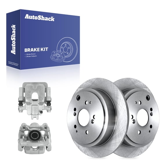 AutoShack Rear Solid Brake Rotors   Calipers 4-PC Brake Kit Replacement for 2003-2008 Honda Pilot 2001-2006 Acura MDX 12.33" (313.1 mm)