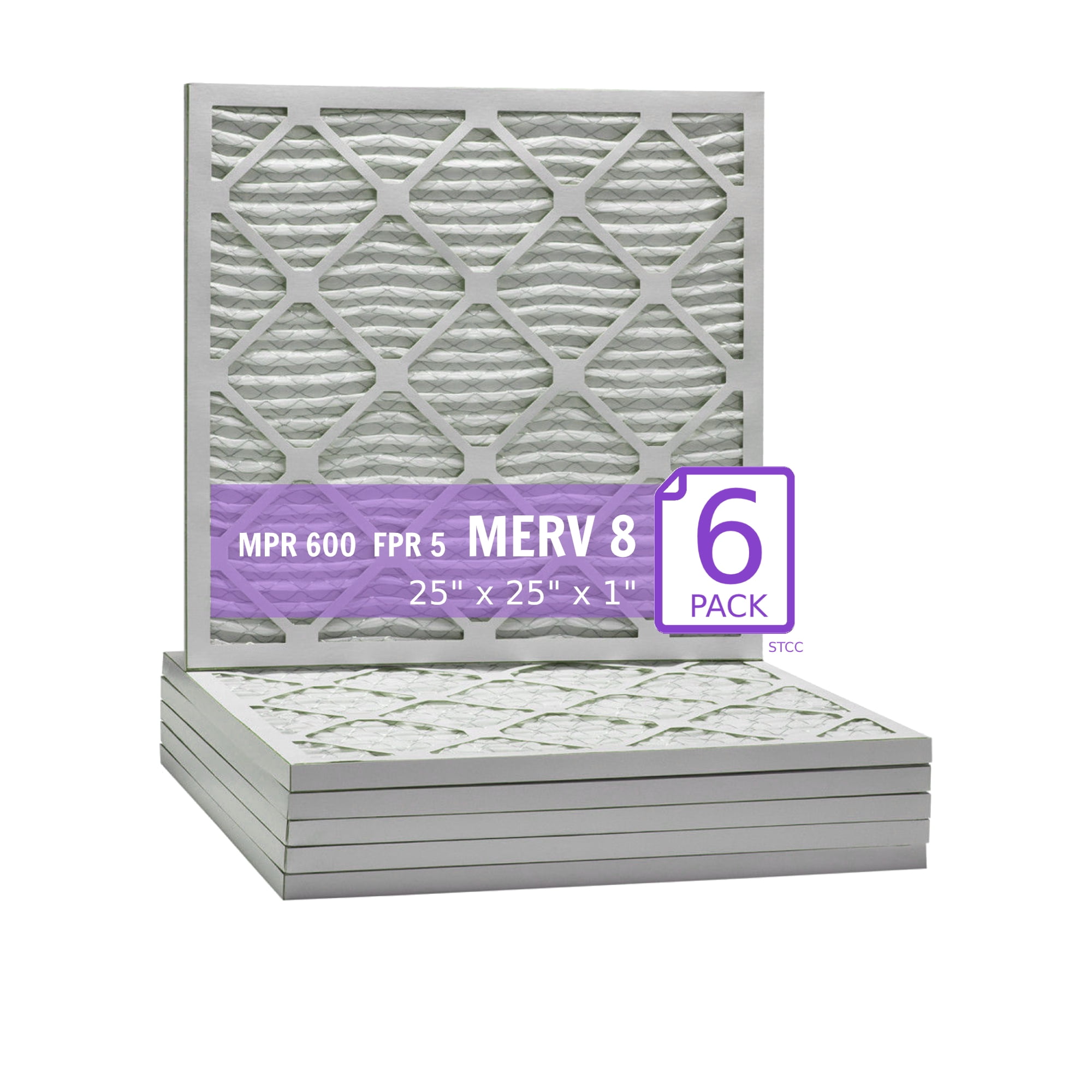 Aerostar 18x22x1 MERV 8 Air Filters - 6 Pack For Furnace & AC Systems