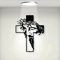 11.8 Inch Jesus Metal Cross Wall Hanging – Rustic Christian Home Decor for Indoor & Outdoor Use, Religious Room & Church Gift, Faith-Based Wall Art for Living Room, halloween decor，home decor
