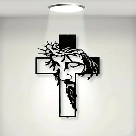 11.8 Inch Jesus Metal Cross Wall Hanging – Rustic Christian Home Decor for Indoor & Outdoor Use, Religious Room & Church Gift, Faith-Based Wall Art for Living Room, halloween decor，home decor