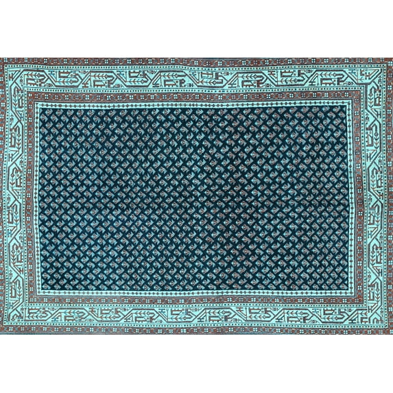 Ahgly Company Indoor Rectangle Persian Light Blue Traditional Area Rugs, 7' x 9'