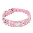 thumbnail image 1 of Worallymy Pet Collar Rhinestones Crystal Heart PU Leather Pet Collar Joyas Regalo de vacaciones,Rosado,XS Worallymy JD735811285, 1 of 7