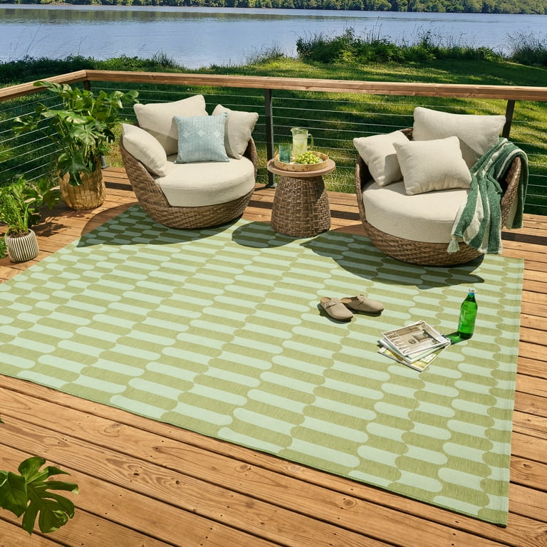 Beautiful 7' x 10' Tiled Stripes Outdoor Rug by Drew Barrymore