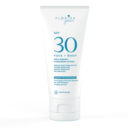 Florida Glow SPF 30 Mineral Sunscreen, Zinc Oxide, Reef-Safe, Non-Greasy, Broad Spectrum Sunblock 4oz