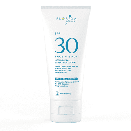 Florida Glow SPF 30 Mineral Sunscreen, Zinc Oxide, Reef-Safe, Non-Greasy, Broad Spectrum Sunblock 4oz