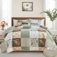 thumbnail image 1 of Juego de colcha Flysheep Patchwork Full/Queen Size, 3 piezas, color verde, 1 of 7
