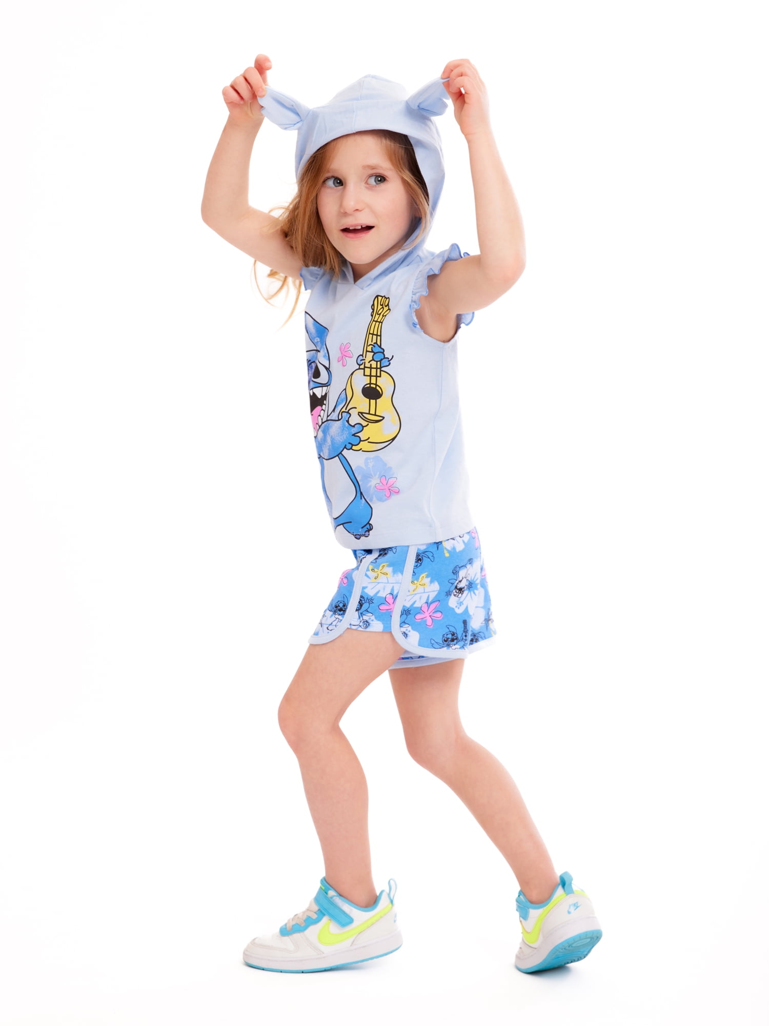Disney Toddler Girl Stitch Cosplay Graphic Hoodie and Shorts Set, 2-Piece, Sizes 2T-5T