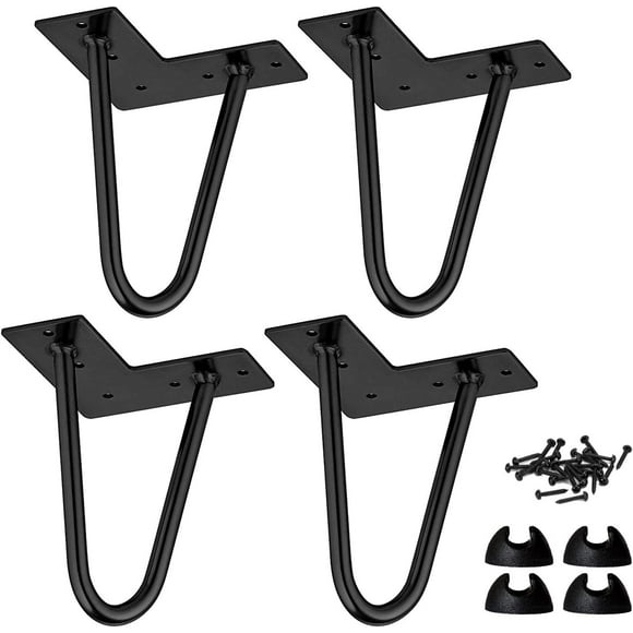 EcoNesxp CM Hairpin Table Legs with Floor Protectors and Screws Metal Furniture Legs 4 Inch/10 Furn
