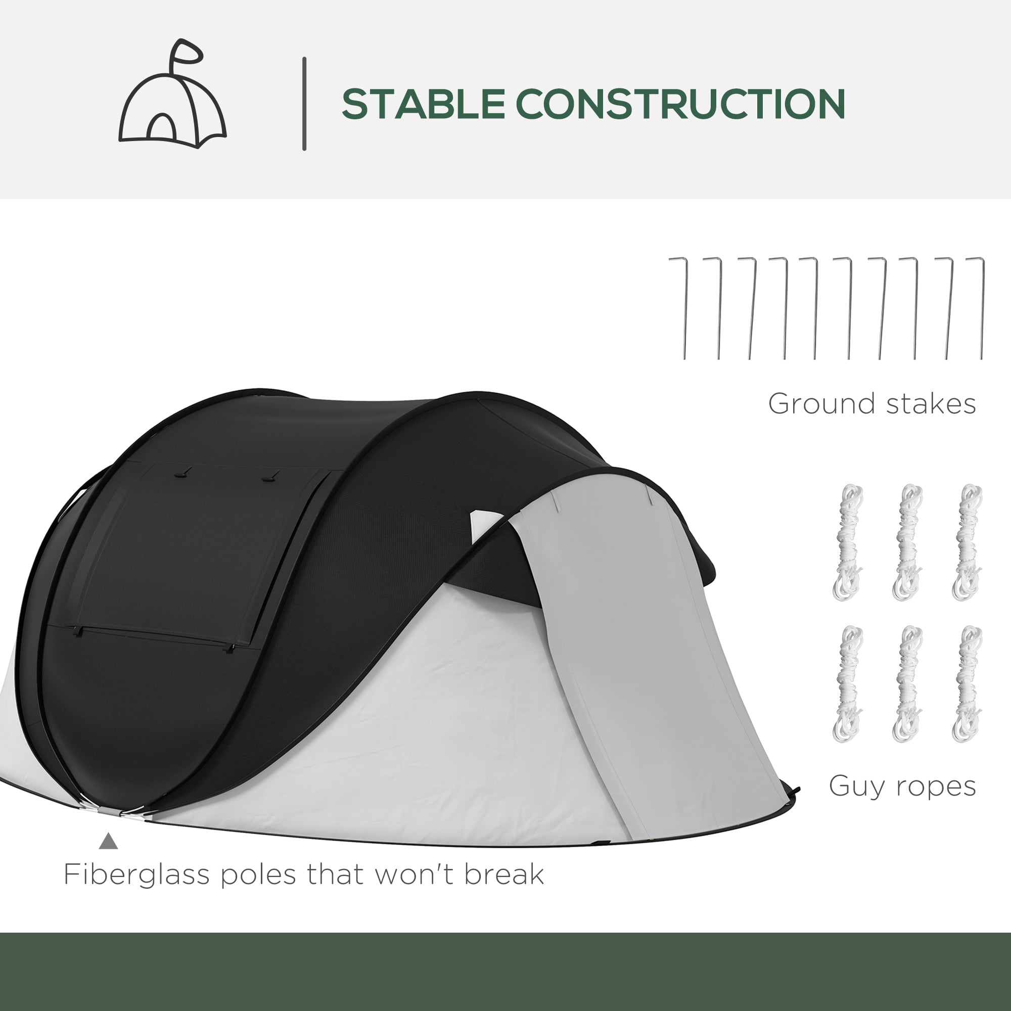 Pop Up Tent, Instant Camping Tent with Porch and Carry Bag, 3000mm Waterproof, for 2-3 People