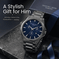 thumbnail image 3 of Geoffrey Beene Men's Chronograph Stainless Steel Dress Watch Classic Quartz, Date, Elegant Design, Water-Resistant (Gunmetal), 3 of 5