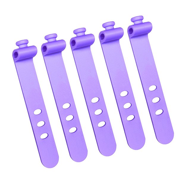 Organizador de cables de silicona reutilizable de 5 piezas, bridas flexibles para auriculares, TV, cables USB, ordenador, bolsas de comida, cortinas, paraguas y soluciones de almacenamiento.