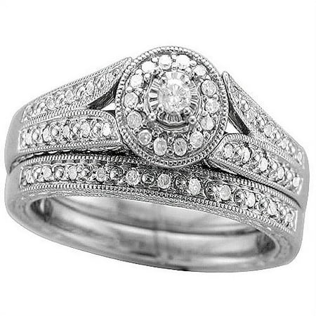 1/4 Carat T.W. Diamond Bridal Set in Argentium Silver