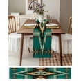 thumbnail image 3 of Southwestern Boho Table Runner-Cotton Linen- 90 Inch Holiday Dresser Scarves, Teal Brown Aztecs Farmhouse Ethnic Tablerunner for Kitchen Coffee/Dining Bedroom Living Room Dinner Scarf Décor 13x90, 3 of 9