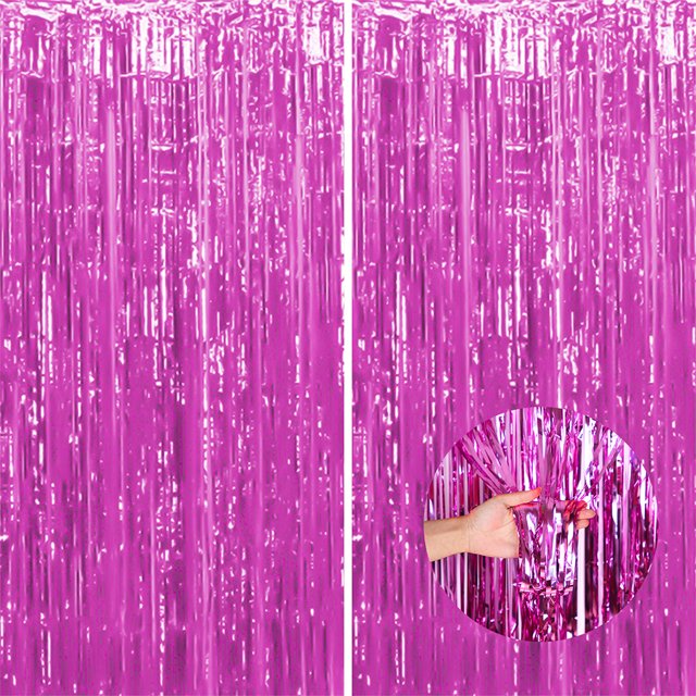 Destyer 1pcs Set Streamers Party Decorations Streamers Decorations 6.5ft Tinsel Curtain Backdrop Photo Backdrop For Birthday Pink 6.5ft 2Set