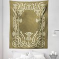 thumbnail image 1 of Art Nouveau Tapestry, Floral Border with Tropical Pineapple Fruits Leaves Retro Style Swirls, Fabric Wall Hanging Decor for Bedroom Living Room Dorm, 5 Sizes, Sepia Sage Green, by Ambesonne, 1 of 1