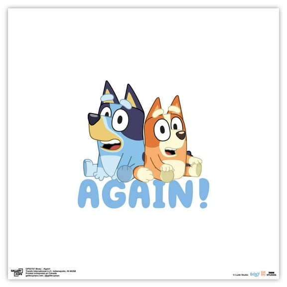 Gallery Pops Bluey - Again! Wall Art, Unframed Version, 12" x 12"