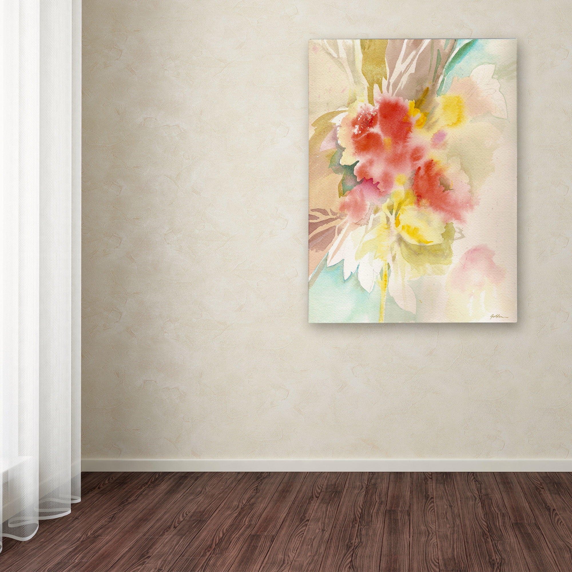 Trademark Fine Art "Red Flower Shadows" Canvas Art by Sheila Golden