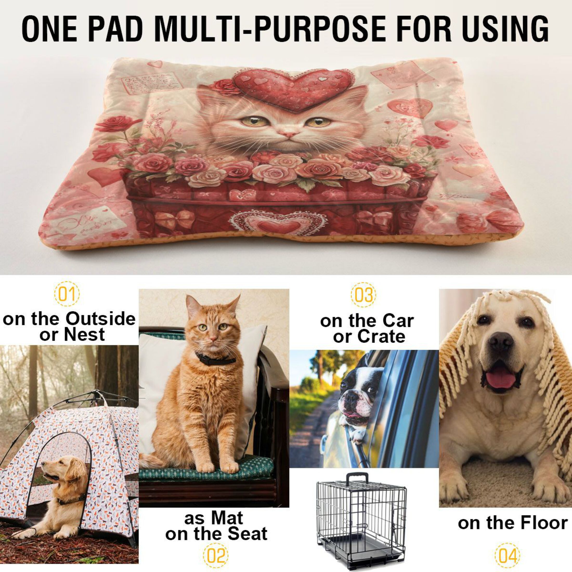 Qxltty Red Basket Cat Ped Pad Wear-resistant and Hard to Bite Through Sleeping Pad for Small Medium Large Dogs Winter Pet Bed 36×24in