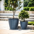 thumbnail image 4 of Modern Round Planters Set - Blue Tapered Outdoor Decor - 11 Inch Planter - 2 Piece Polypropylene Planter Set, 4 of 6
