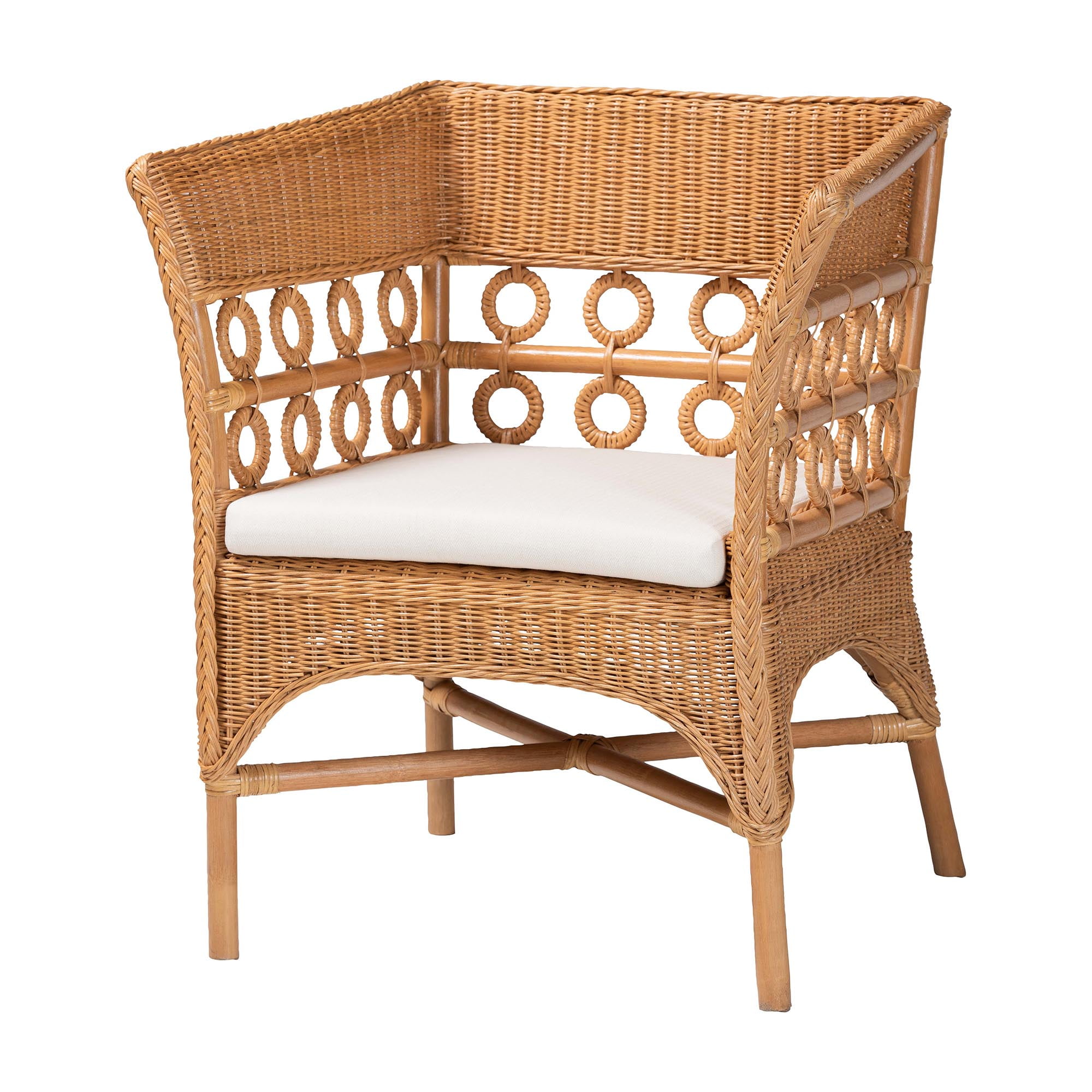 bali & pari Oxford Boho Arm Chair, Light Honey