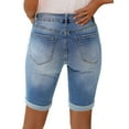 thumbnail image 6 of luvamia Women High Waisted Stretch Bermuda Shorts Ripped Rolled Hem Jean Shorts with Pockets Size 2XL Fit Size 20 Size 22, 6 of 8