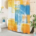 thumbnail image 2 of Extra Long Ombre Shower Curtain 72 x 84, Abstract Geometric Fabric Shower Curtain, XL Paint Brush Graffiti Design Shower Curtains for Modern Bathroom Decor, Orange and Blue, 2 of 6