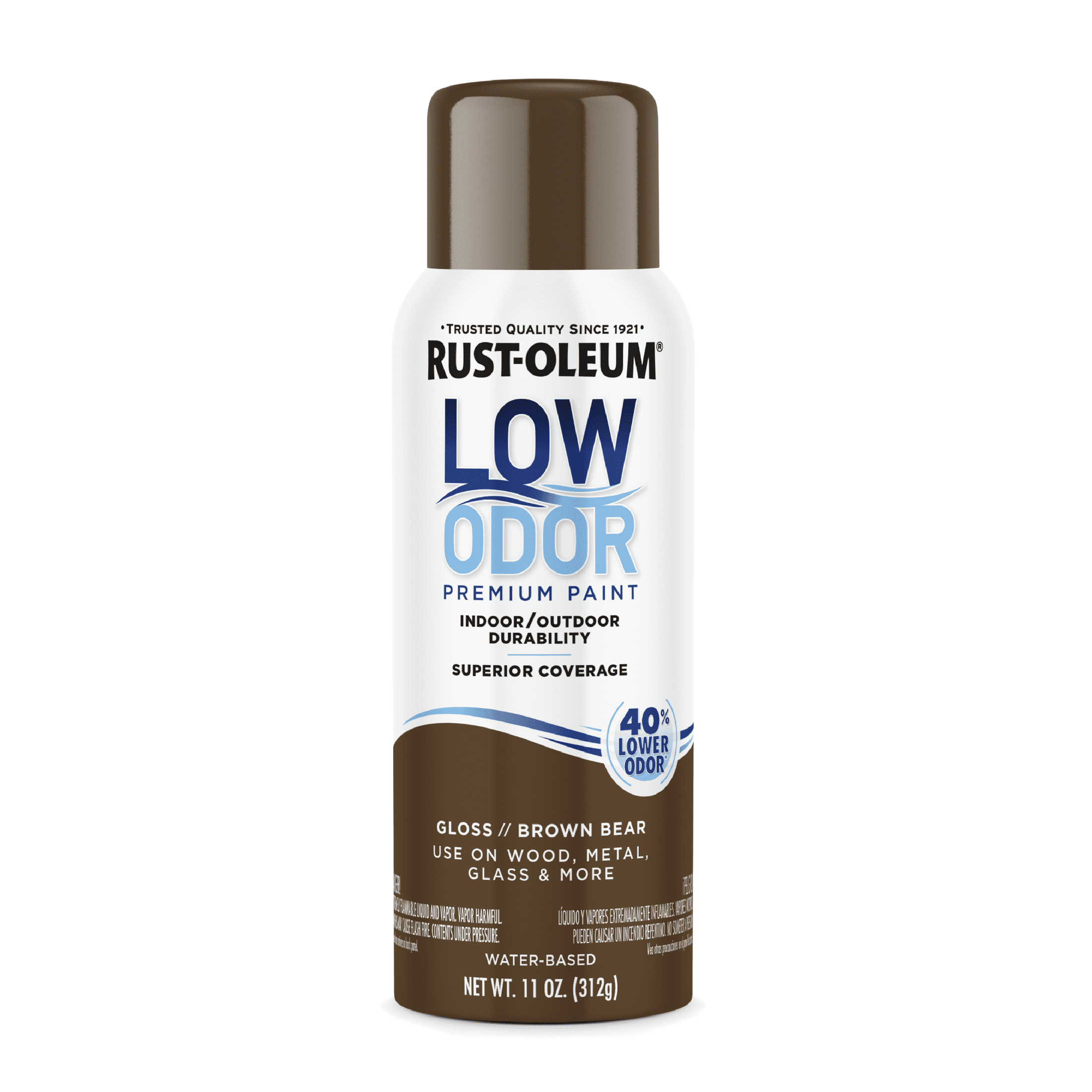 (6 pack) Brown Bear, Rust-Oleum Low Odor Premium Gloss Spray Paint-388276, 11 oz