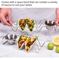 thumbnail image 3 of Soporte de mesa para tacos, bandeja para tacos de acero inoxidable con cuenco para salsa para el hogar, cocina, restaurante, acero inoxidable 304 (3 celdas), 3 of 5