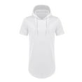 thumbnail image 2 of UVEASISHA Short Sleeve Hoodie for Men Hipster Hip Hop Hooded Tshirt Longline Drawstring Pullover Hoodies White XL, 2 of 7