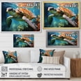 thumbnail image 4 of Designart "Turtle Encounter Green Blue Marine Animals V" Marine Animals Floater Framed Canvas Art Print, 4 of 7