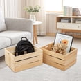 thumbnail image 3 of 3 Pieces Large Pine Wood Crates For Storage, Unfinished Natural Wooden Crates, 17" x 13" x 8.9" Each, Holds Up to 50 Pounds, 3 of 7