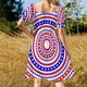 thumbnail image 5 of Vestido de manga corta con estampado de anillos patrióticos, ropa de mujer, novedades , vestidos de fiesta para mujer, ropa de verano para mujer, vestido, 5 of 7