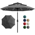thumbnail image 1 of Garvee 10ft 3-Tier Solar Patio Umbrella with LED Lights, 8 Ribs, Push-Button Tilt, Crank Lift, Gray, 1 of 7