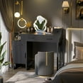 thumbnail image 2 of Vanity Desk With 4 Drawers and Cabinet, Makeup Vanity Table With Charge Station Socket, Small Space Makeup Bedside Cupboard, Gift for Her Choice, Suit for Apartment/Dorm/Bedroom, Elegant Black, 2 of 7