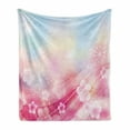 thumbnail image 1 of Modern Soft Flannel Fleece Throw Blanket, Charming Blossoms Flowers Buds Rays Waves Rainbow Ombre Art Print, Cozy Plush for Indoor and Outdoor Use, 60" x 80", Fuchsia White, by Ambesonne, 1 of 6