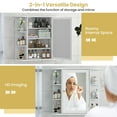 thumbnail image 6 of Gymax Bathroom White finish Multipurpose Mount Wall Surface Storage Cabinet Mirror, 6 of 10