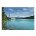 thumbnail image 1 of Landscape Cutting Board, Historical Castle by the Crystal Color Lake Canadian Rurals Art, Decorative Tempered Glass Cutting and Serving Board, Large Size, Turquoise Green, by Ambesonne, 1 of 1
