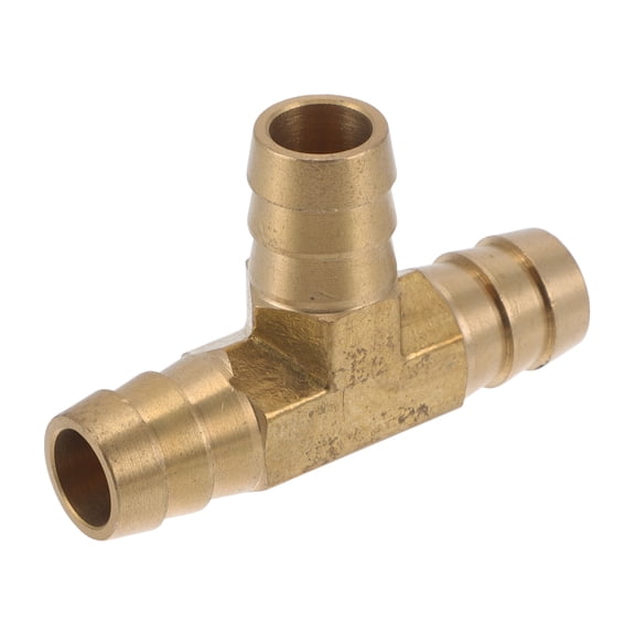 Brass Hose Barb Fittings 1/2" T Shaped 3 Way Connector for Air Water Oil Gas Fuel 1 Pcs Gold Tone
