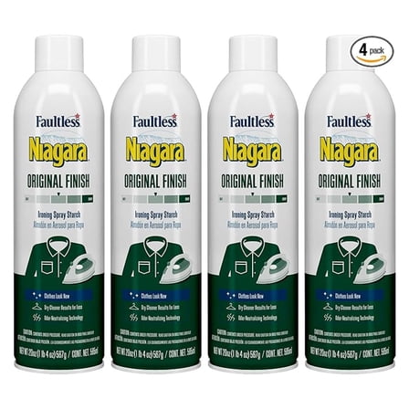 Original Hold Spray Starch for Clothes, Wrinkle Remover & Ironing Aid with Scent, Crisp Finish, No Flaking or Clogging, 20 oz Cans (Pack of 4)