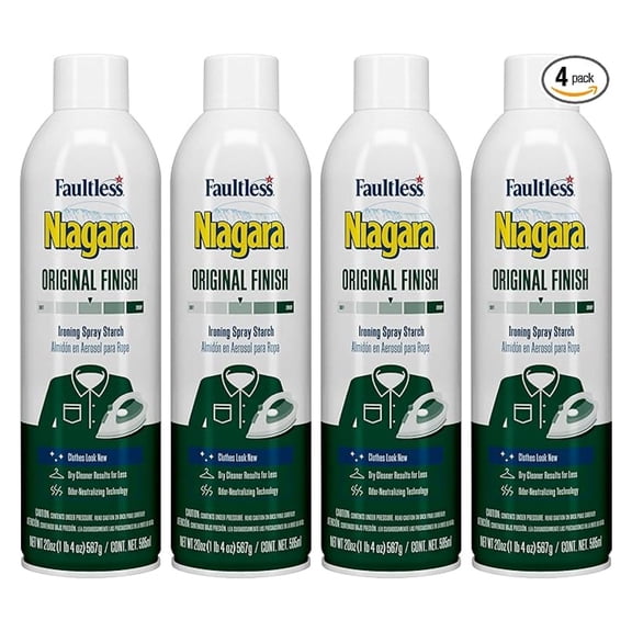 Original Hold Spray Starch for Clothes, Wrinkle Remover & Ironing Aid with Scent, Crisp Finish, No Flaking or Clogging, 20 oz Cans (Pack of 4)