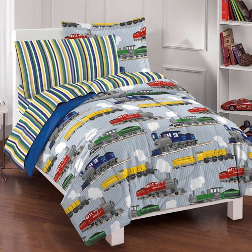 Dream Factory Trains Bed In A Bag Bedding Set Blue Walmart Com