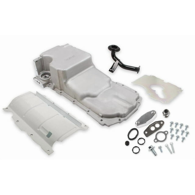 Holley Performance Oil Pan 302-21 For Gen-V LT Direct Injected Engines; Drag Race; 6.1 Quarts; With Windage Tray; For Use With Driver Side Dipstick; Rear Wet Sump; With Baffle; Natural; Cast Aluminum